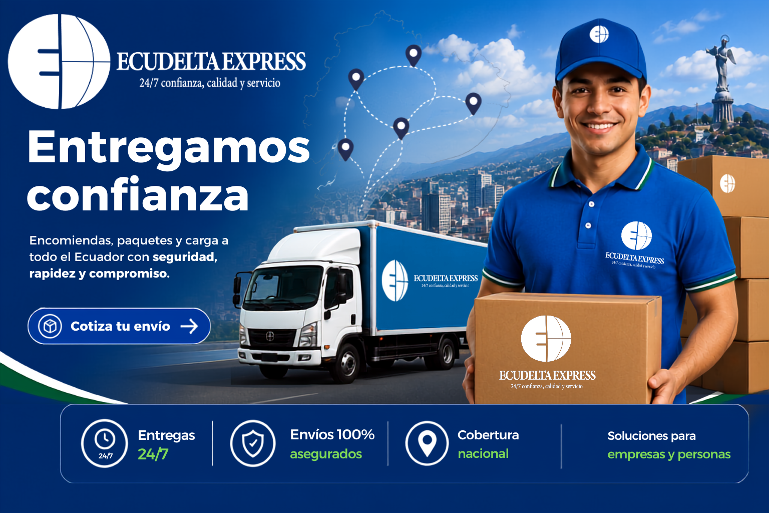 Ecudelta Express — Entregamos confianza: encomiendas, paquetes y carga a todo el Ecuador con seguridad, rapidez y compromiso